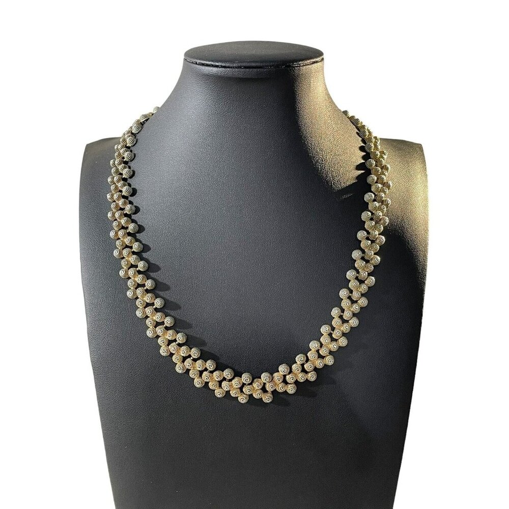 VTG Cannetille Style Metal Textured Bubble Necklace Silver And Gold‎ Tone Korea